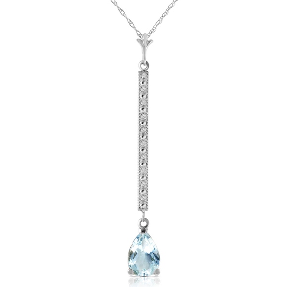 Galaxy Gold Products Jewelry - 14k SOLID GOLD NECKLACE WITH DIAMONDS & AQUAMARINE